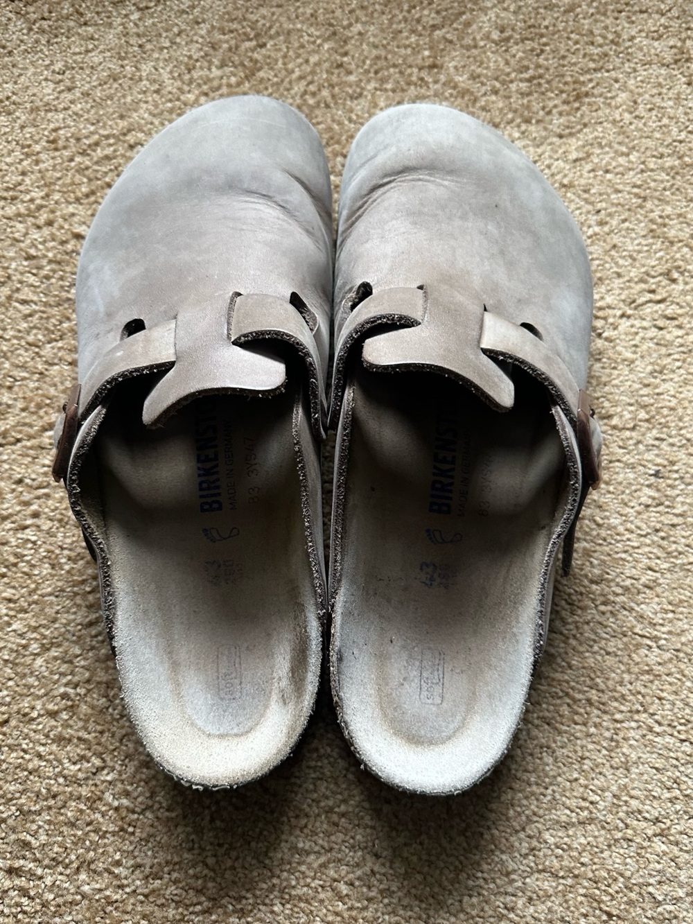 Birkenstock Taupe Boston Suede Slip-On Clogs